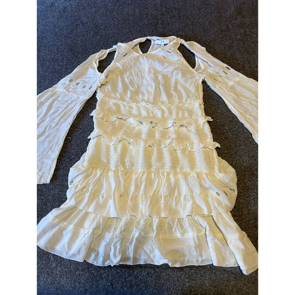 IRO Jedway‎ Bell-Sleeve Smocked Tiered Dress, Ecru Size 38 - Picture 10 of 10